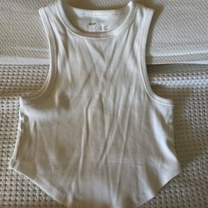 Aerie White Ribbed Sleeveless Top